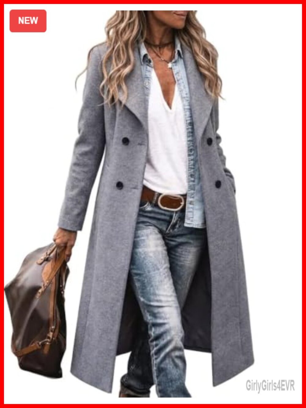 Womens Long Wool Blend Pea Coat Shawl Collar Double Breasted Winter